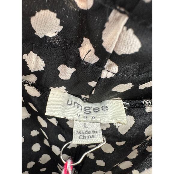 Umgee Black Cream Polka Dot High waisted Pants Size L Wide Leg NWT Teacher - Picture 6 of 10